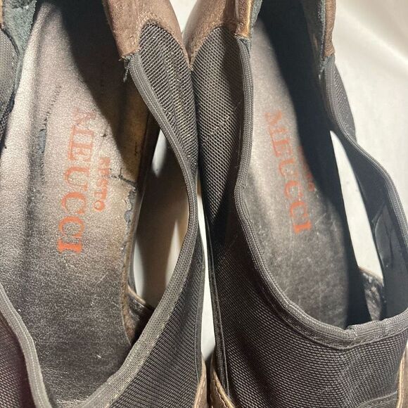 SESTO MEUCCI Pure Italian Gold & Brown Shoes Size 7M - Picture 10 of 10